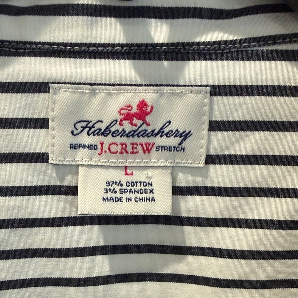 J. Crew Haberdashery Black and White Striped Button Down Shirt size Large - Picture 2 of 9